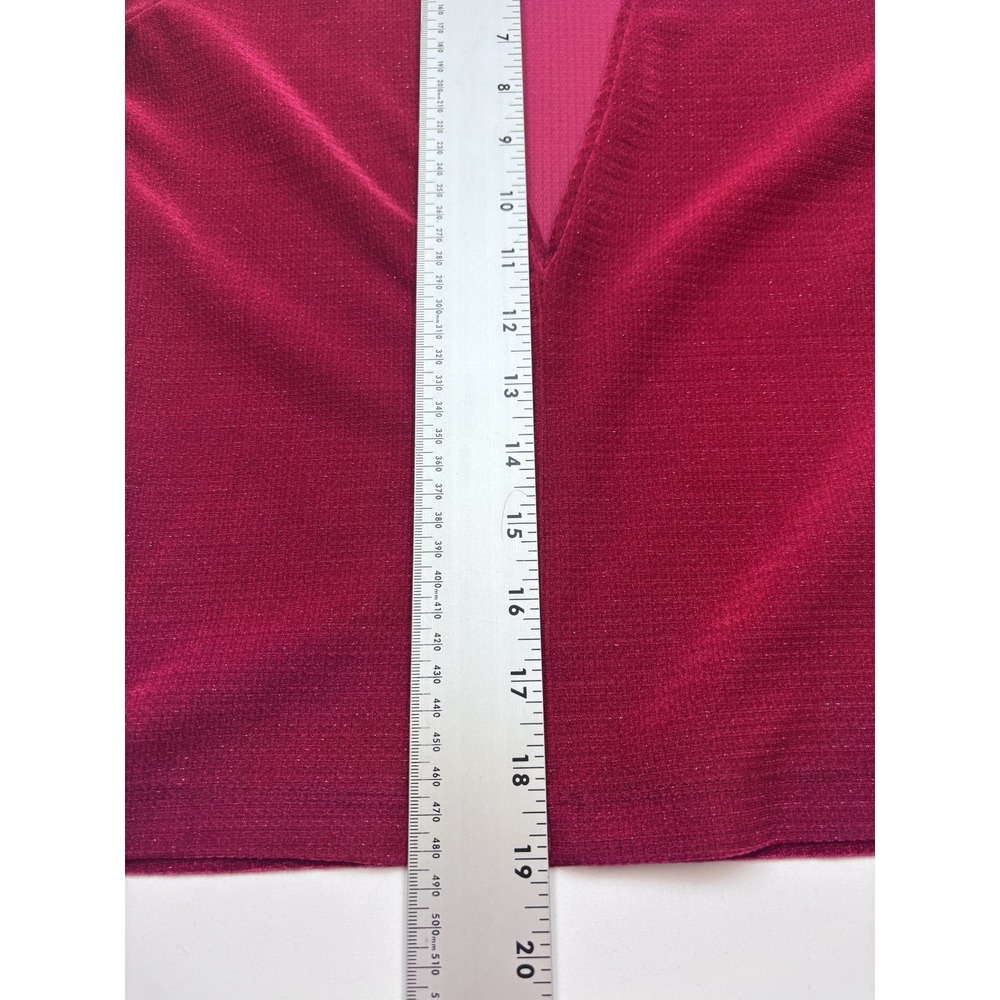 Urban Outfitters Velvet Red Metallic Deep Plunge Long Sleeve Slim Fit Top‎ Small - Picture 9 of 10